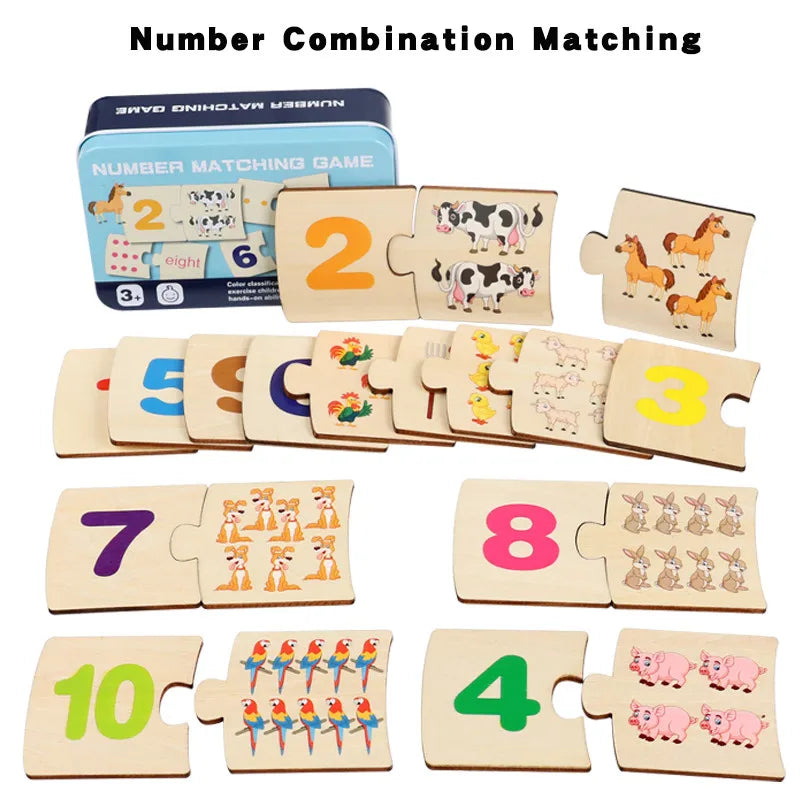 Wooden Number and Animal Puzzle