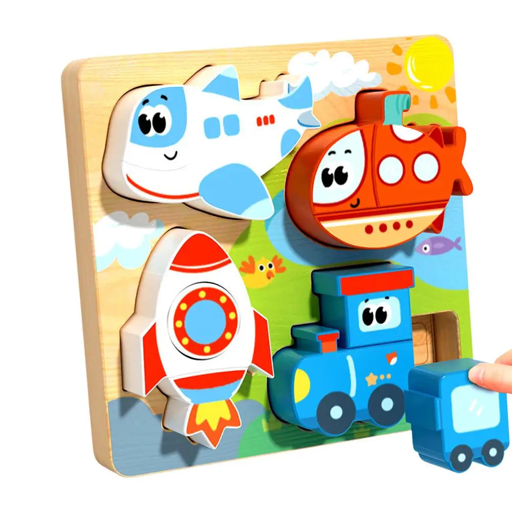 Wooden Animal and Vehicle Puzzle Set