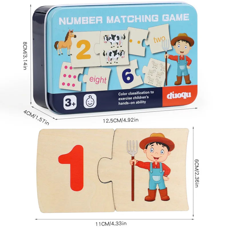 Wooden Number and Animal Puzzle