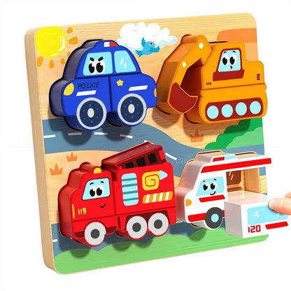 Wooden Animal and Vehicle Puzzle Set