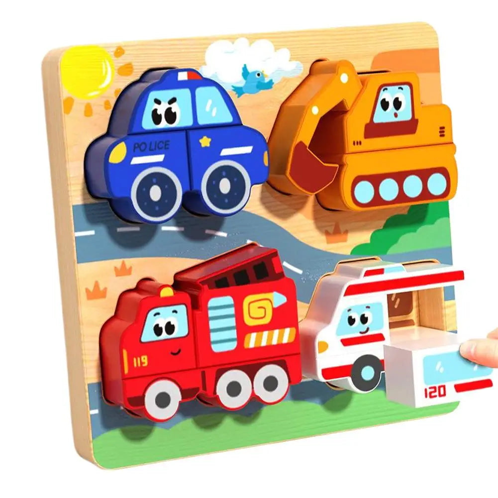 Wooden Animal and Vehicle Puzzle Set