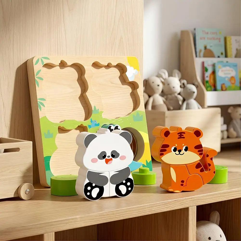 Wooden Animal and Vehicle Puzzle Set
