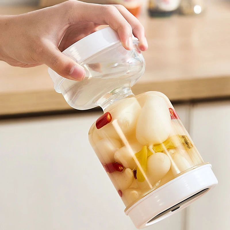 Dry-wet Separation Pickle Jar Food Grade Glass Bottle Sealed Hourglass Jar Household Sugar Garlic Pickle Jar