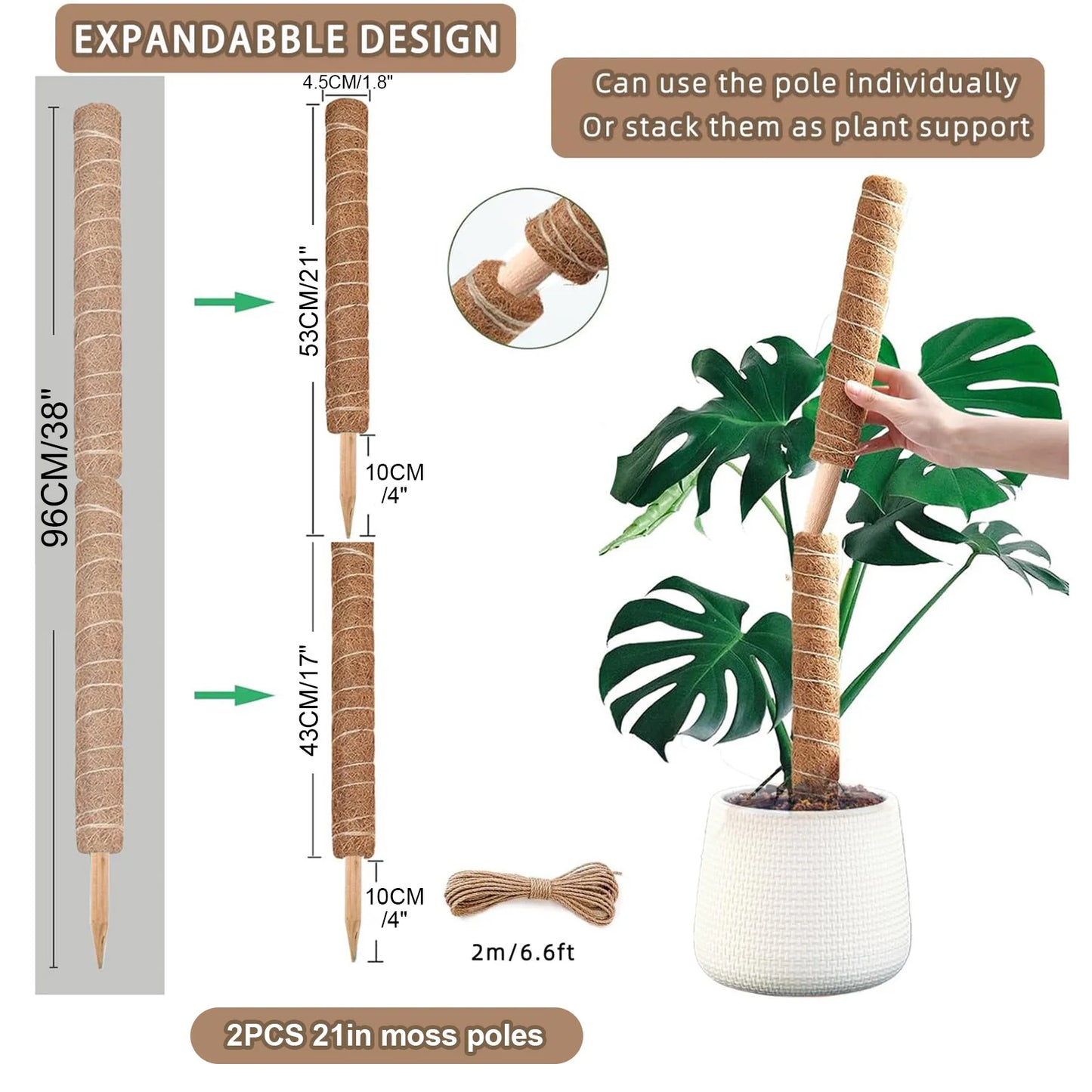 Stackable Moss Pole for Plants