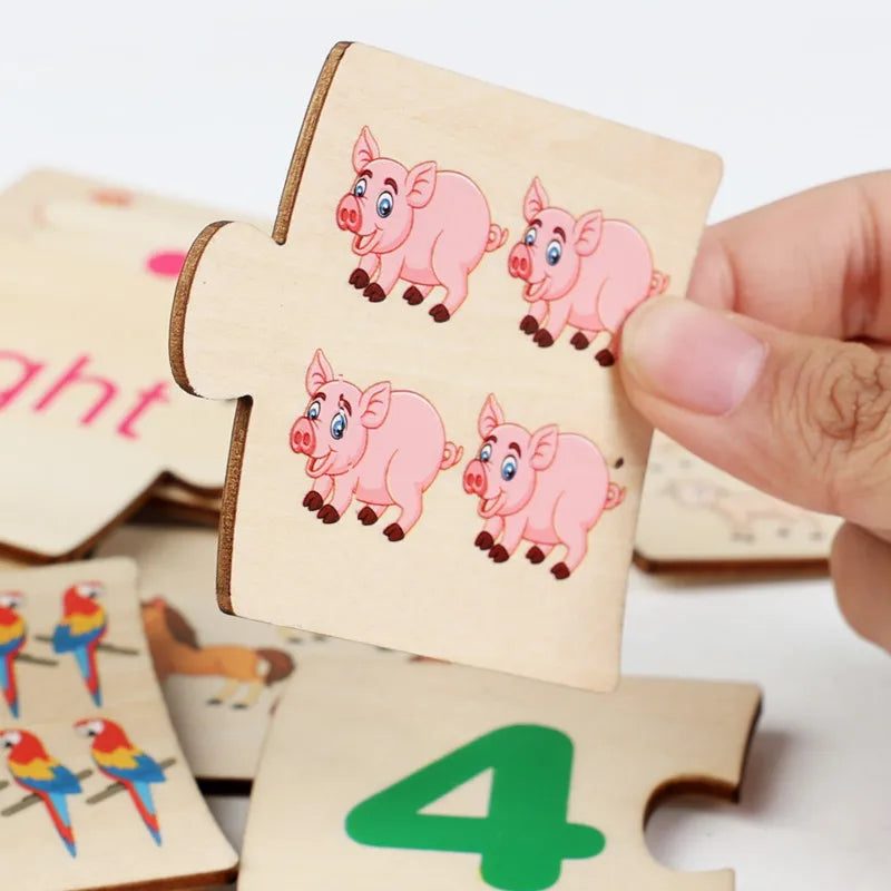 Wooden Number and Animal Puzzle