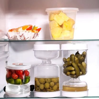 Dry-wet Separation Pickle Jar Food Grade Glass Bottle Sealed Hourglass Jar Household Sugar Garlic Pickle Jar