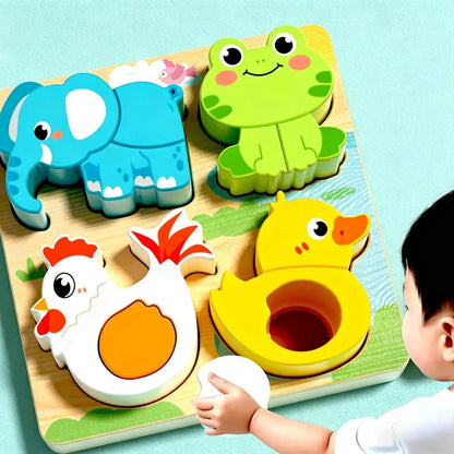 Wooden Animal and Vehicle Puzzle Set