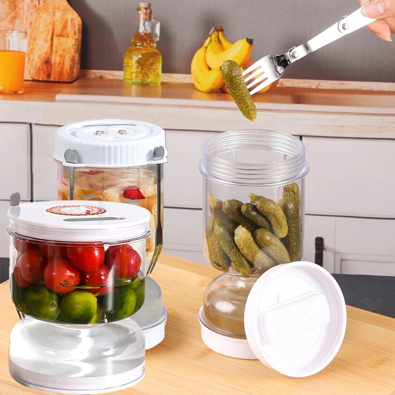 Dry-wet Separation Pickle Jar Food Grade Glass Bottle Sealed Hourglass Jar Household Sugar Garlic Pickle Jar