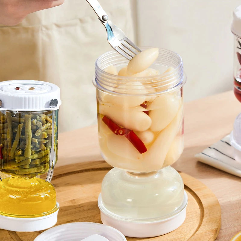 Dry-wet Separation Pickle Jar Food Grade Glass Bottle Sealed Hourglass Jar Household Sugar Garlic Pickle Jar