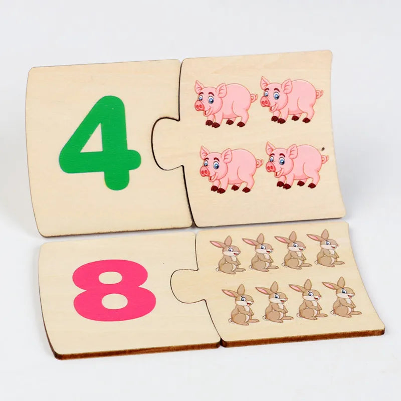 Wooden Number and Animal Puzzle
