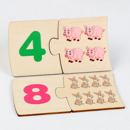 Wooden Number and Animal Puzzle