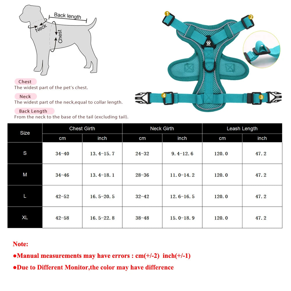 Reflective Dog Harness and Leash Set