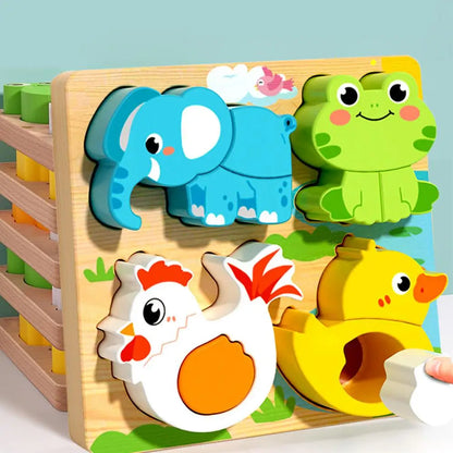 Wooden Animal and Vehicle Puzzle Set