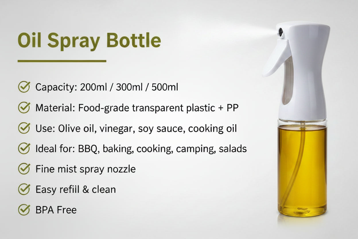 Oil Spray Bottle – 200ml, 300ml & 500ml | Kitchen, BBQ & Camping