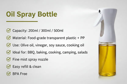 Oil Spray Bottle – 200ml, 300ml & 500ml | Kitchen, BBQ & Camping