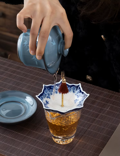 Ceramic Tea Strainer with Umbrella Design
